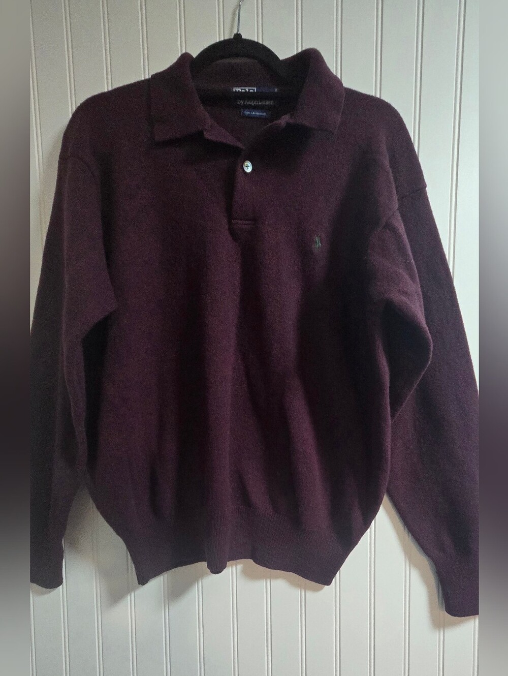 Polo by Ralph Lauren Men's Deep Wine V-Neck Polo Sweater